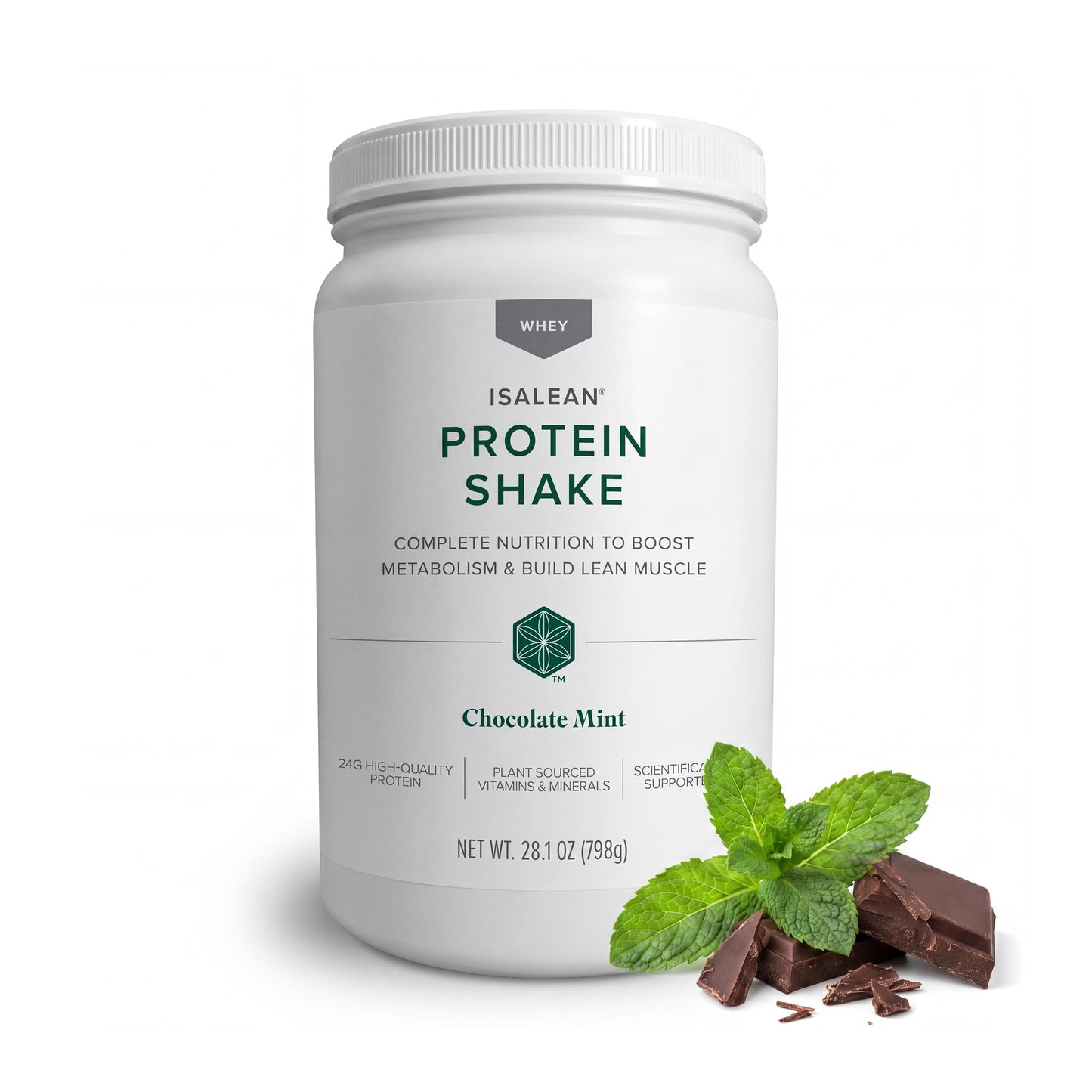 IsaLean Protein Shake - Complete Nutrition for Maintaining Healthy Weight & Lean Muscle Growth Enhanced with MCT Oil - 24 Vitamins & Minerals - 28.1 oz - 14 Meal Canister - Creamy Chocolate