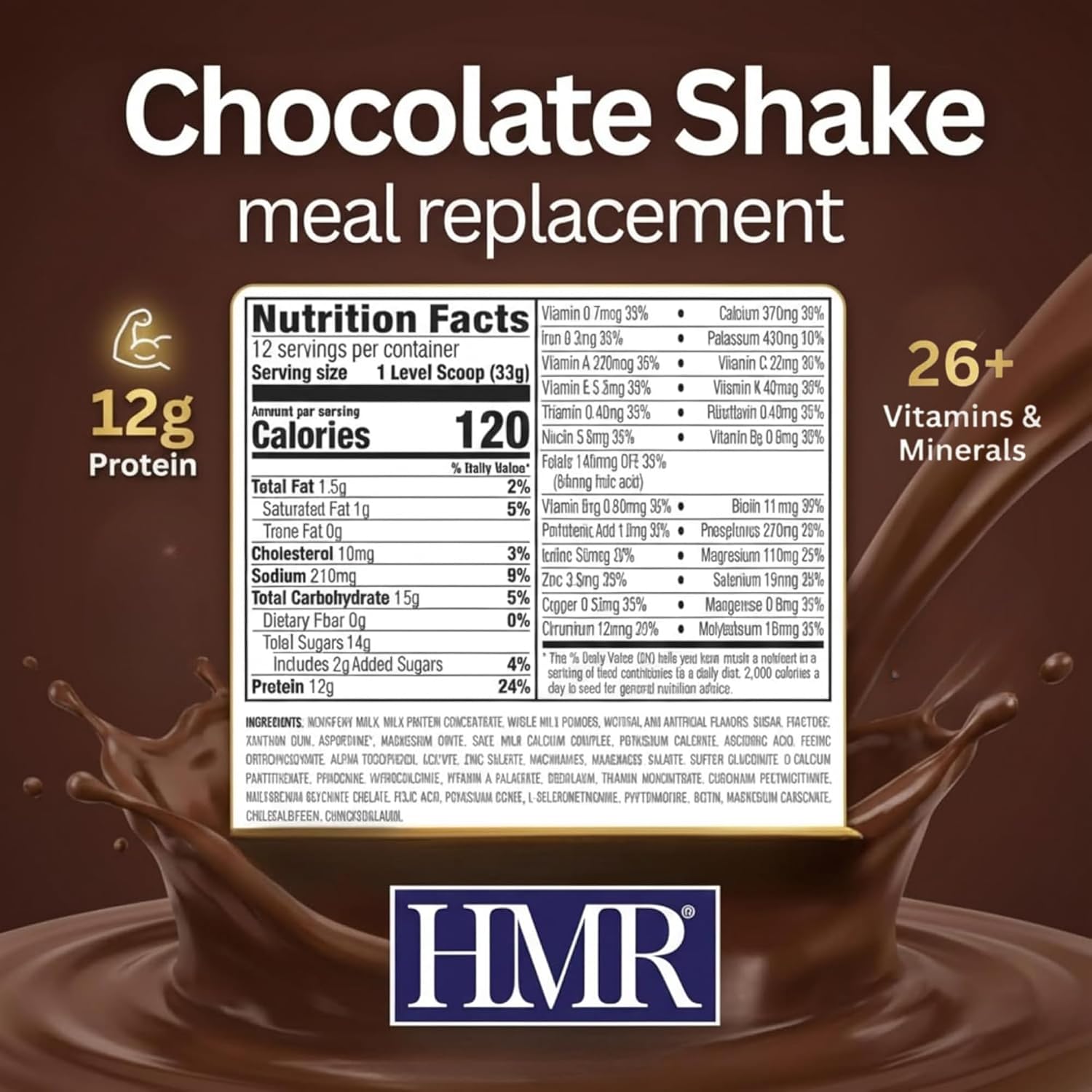 HMR 120 Chocolate Shake Meal Replacement Powder | Chocolate Shake Mix to Support Healthy Weight Loss | 12g of Protein | Nutritional Drink | Low Calorie Food | 12 Servings