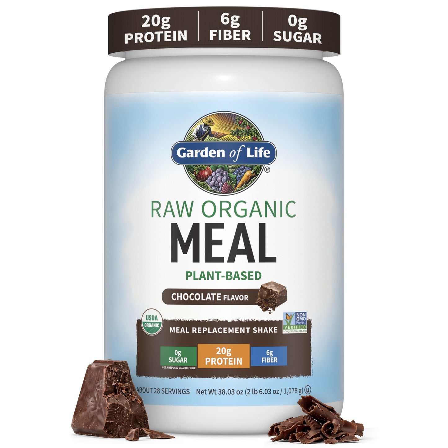 Garden of Life Meal Replacement Shakes, Vegan Raw Organic Protein Powder, Vanilla Protein Powder with Plant Based Pea Protein, Sprouts, Greens, Probiotics, Dairy Free 28 Servings