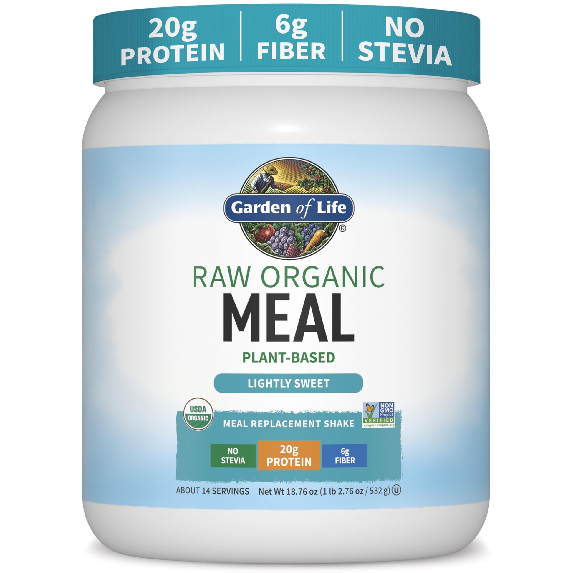 Garden of Life Meal Replacement Shakes, Vegan Raw Organic Protein Powder, Vanilla Protein Powder with Plant Based Pea Protein, Sprouts, Greens, Probiotics, Dairy Free 28 Servings